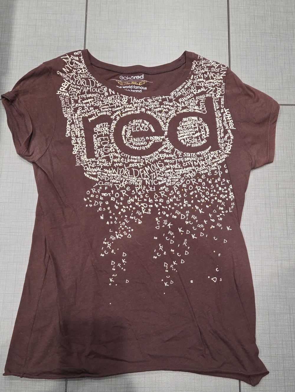 Ecko Unlimited Brown Short-Sleeve Tee with Letter Print XL